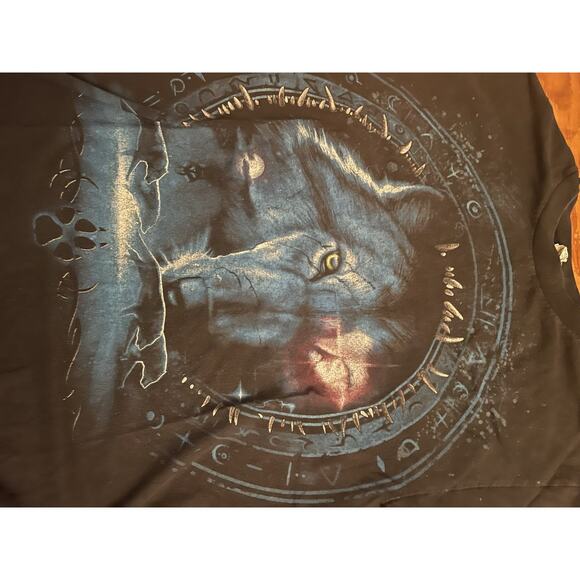 VTG Wolves Native American Dream Catcher Mens Black Graphic T-Shirt Medium - Picture 2 of 8